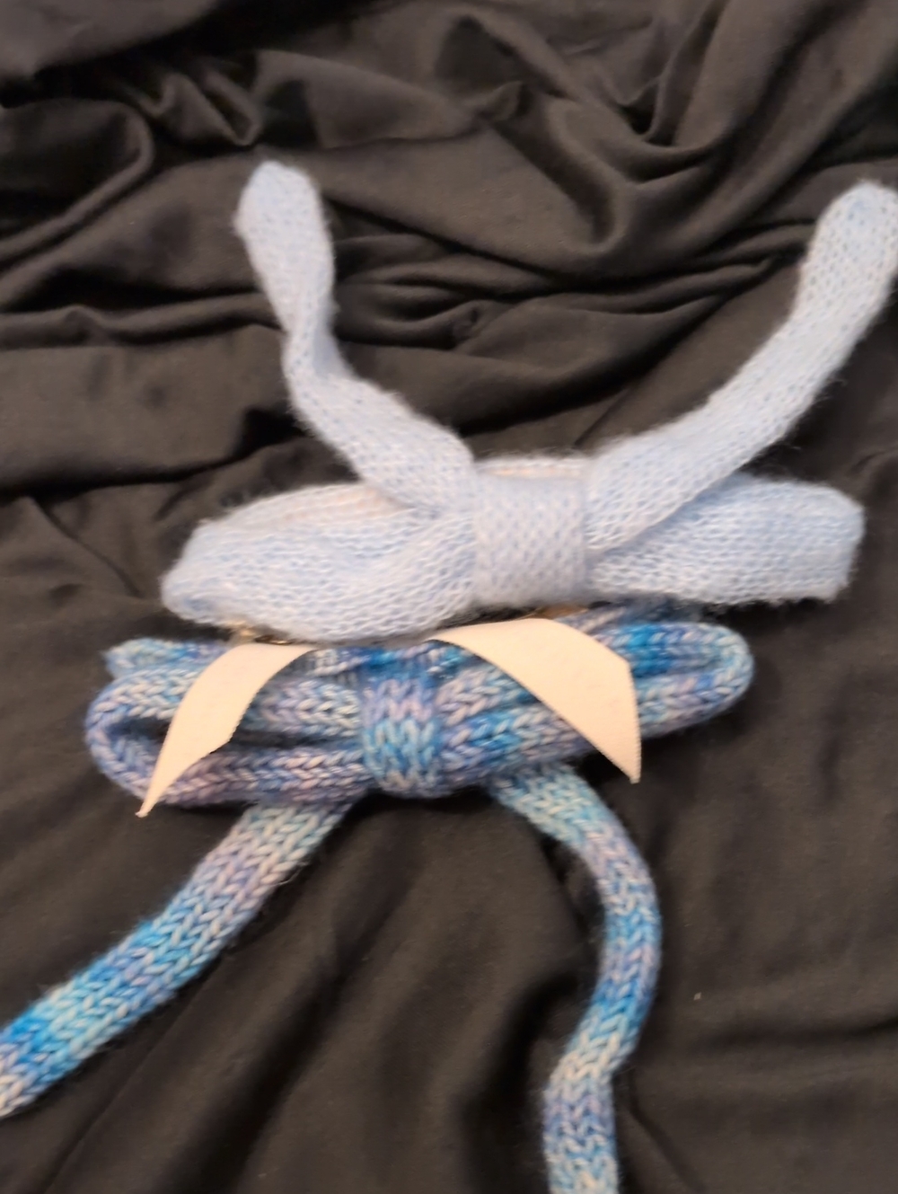 Anthropologie  Knit Bow Hair Clips in Light Blue and Multi-Blue
